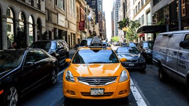 NYC yellow taxi street scene